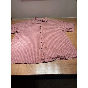 Tommy Bahama Mens Red Check Silk Hawaiian Shirt 2XB